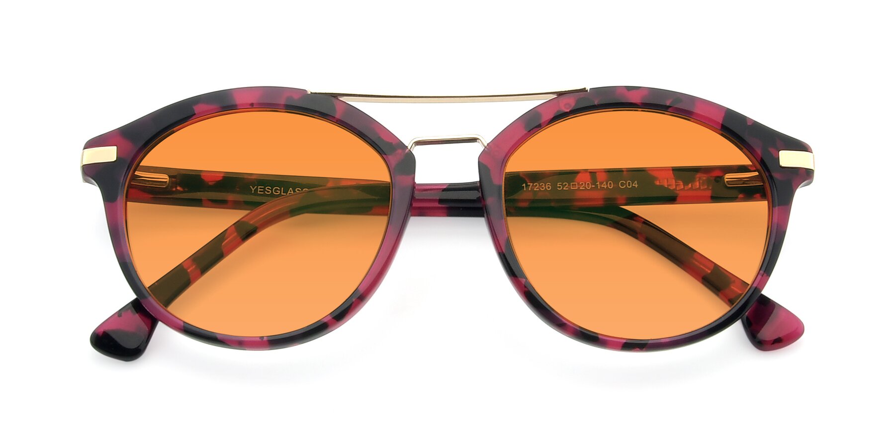 Folded Front of 17236 in Wine Tortoise with Orange Tinted Lenses