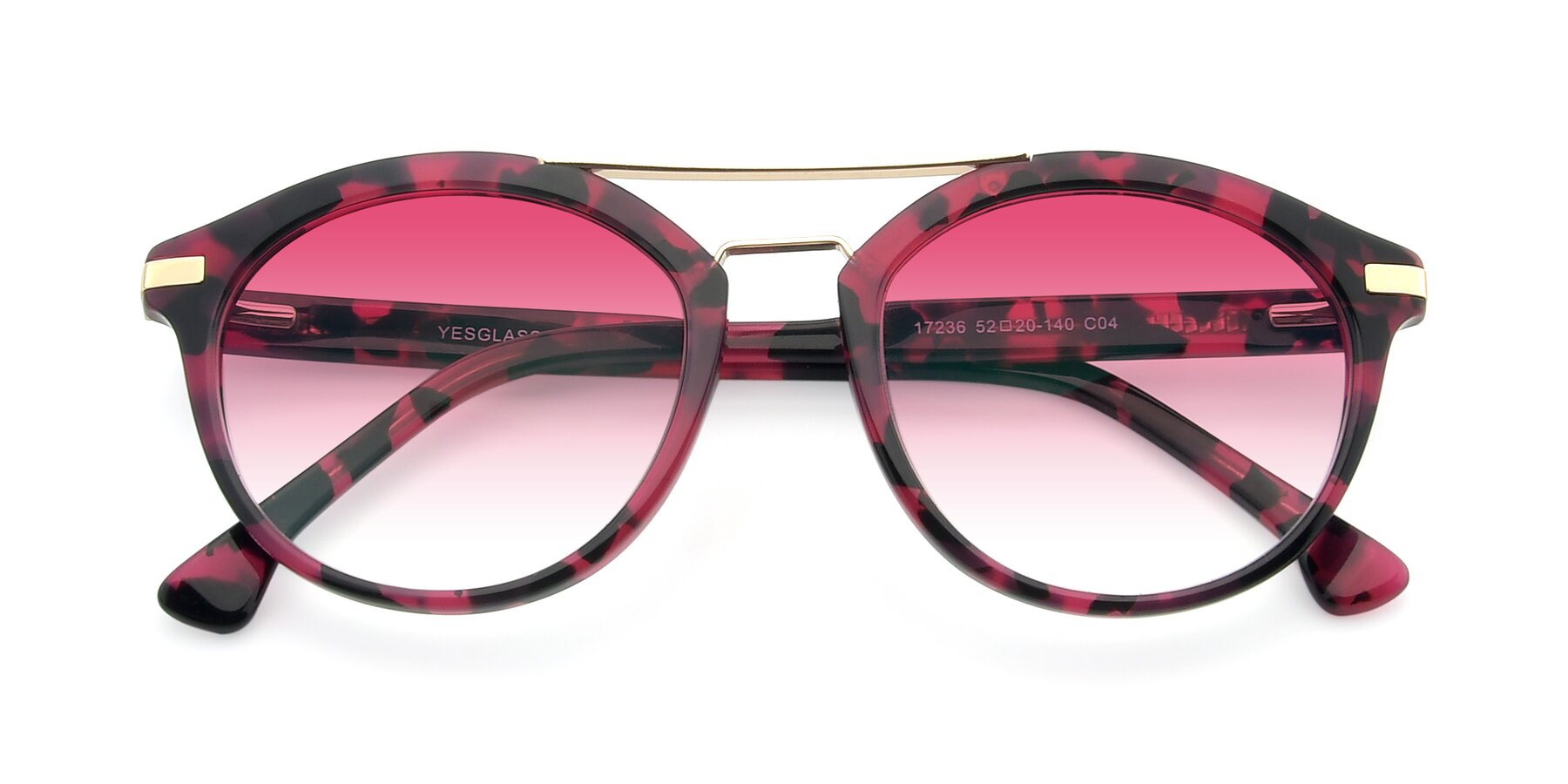 Folded Front of 17236 in Wine Tortoise with Pink Gradient Lenses