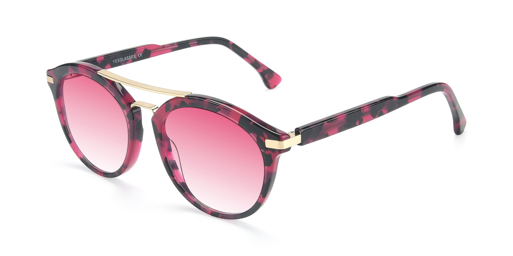 Angle of 17236 in Wine Tortoise with Pink Gradient Lenses