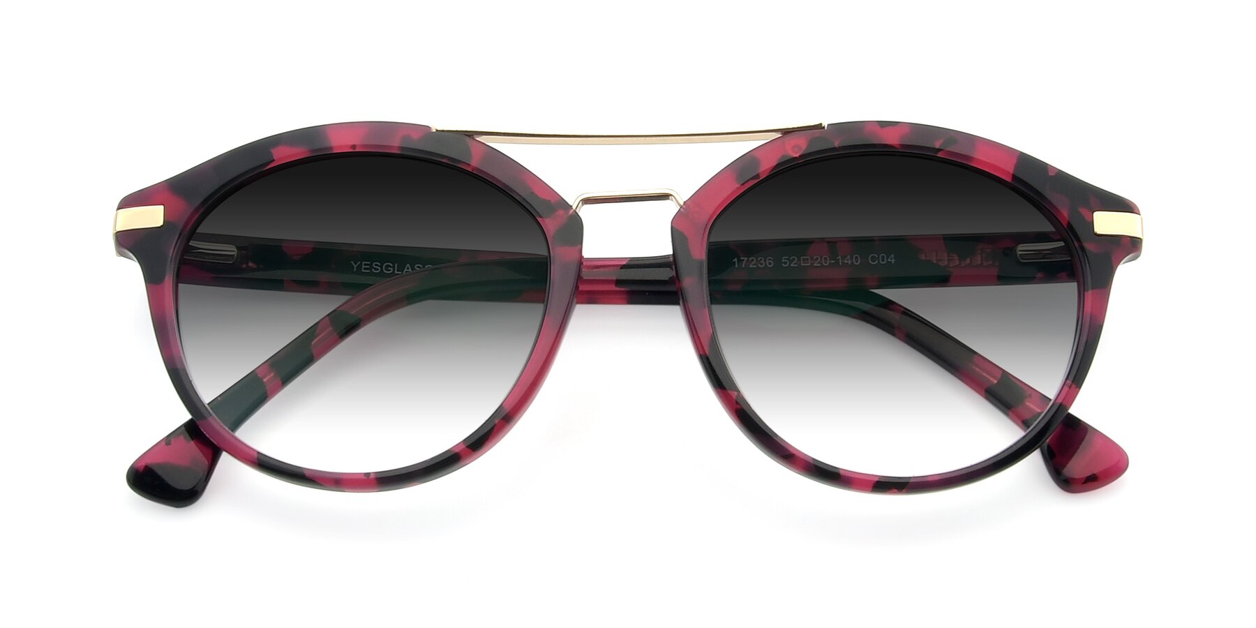 Folded Front of 17236 in Wine Tortoise with Gray Gradient Lenses