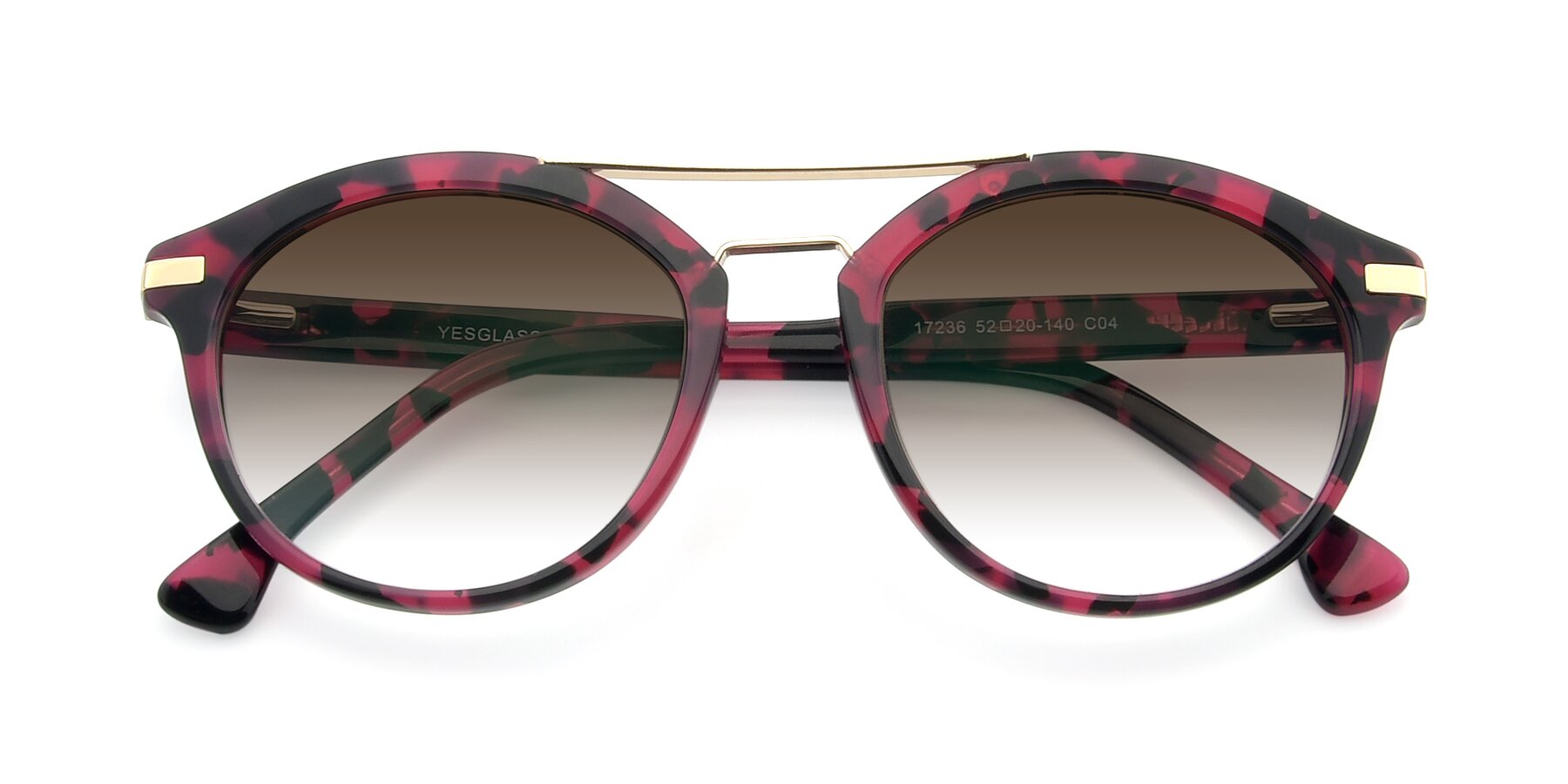 Folded Front of 17236 in Wine Tortoise with Brown Gradient Lenses