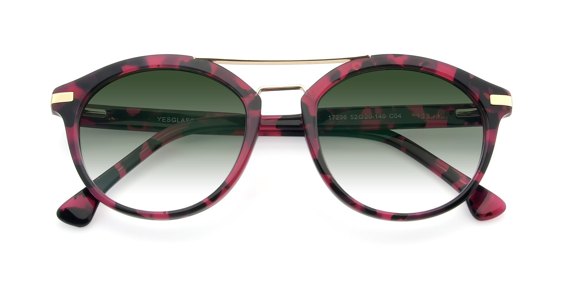 Folded Front of 17236 in Wine Tortoise with Green Gradient Lenses