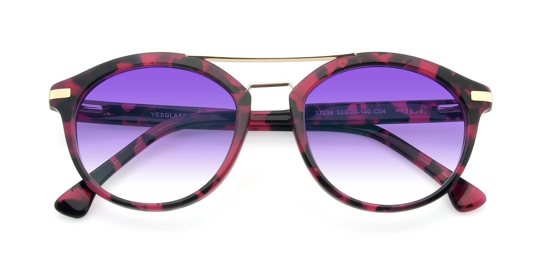 Folded Front of 17236 in Wine Tortoise with Purple Gradient Lenses
