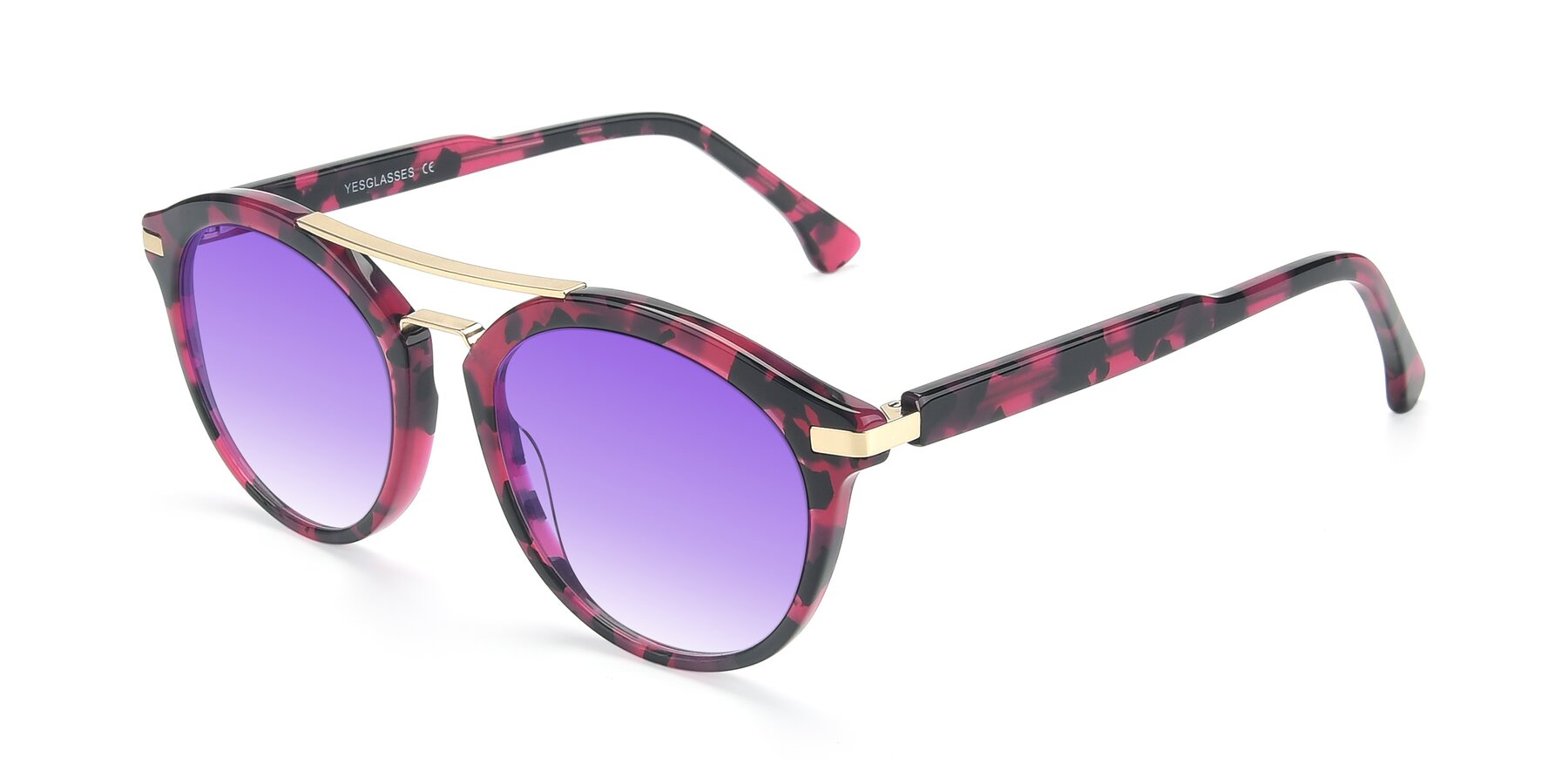 Angle of 17236 in Wine Tortoise with Purple Gradient Lenses