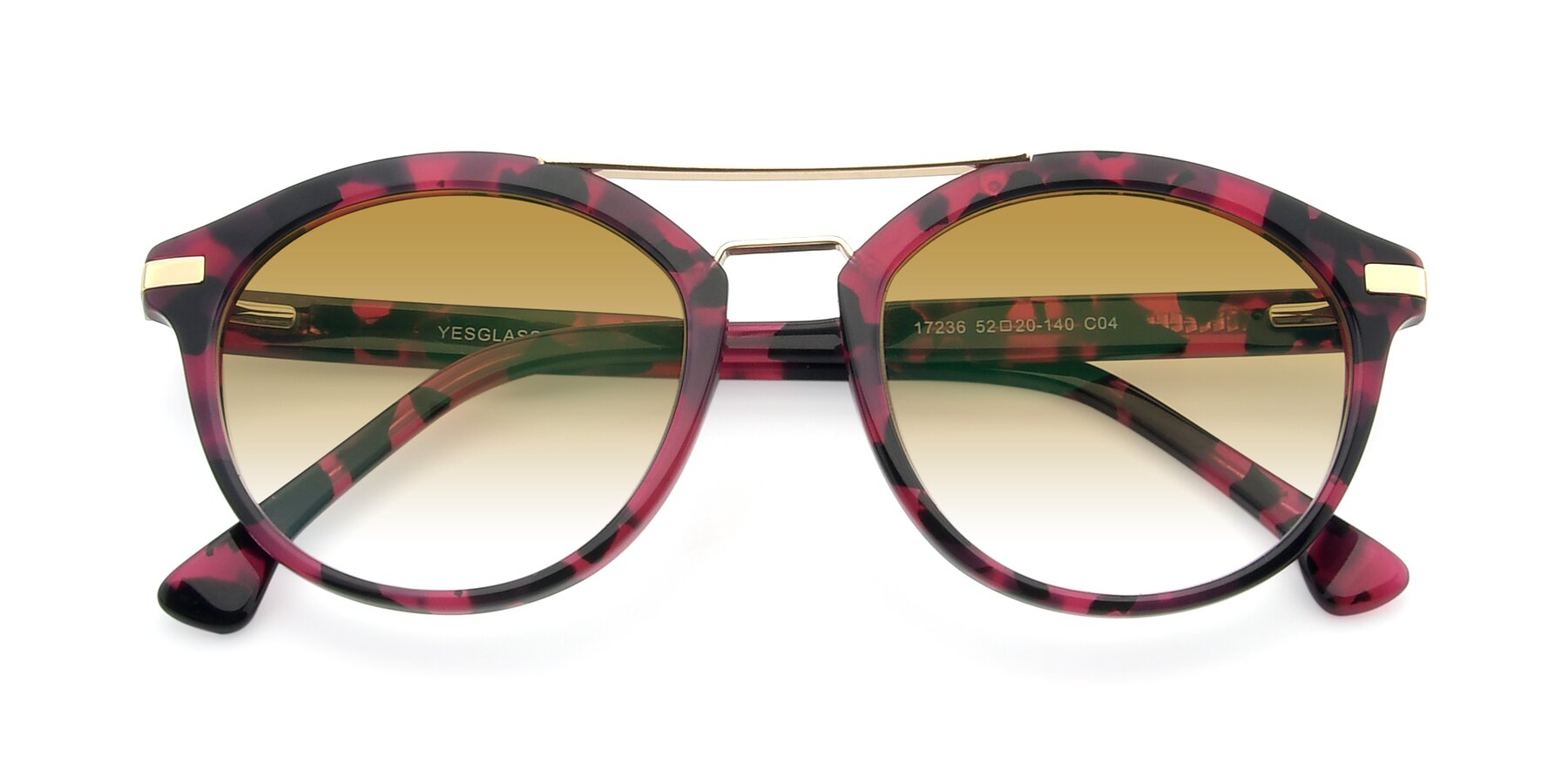 Folded Front of 17236 in Wine Tortoise with Champagne Gradient Lenses