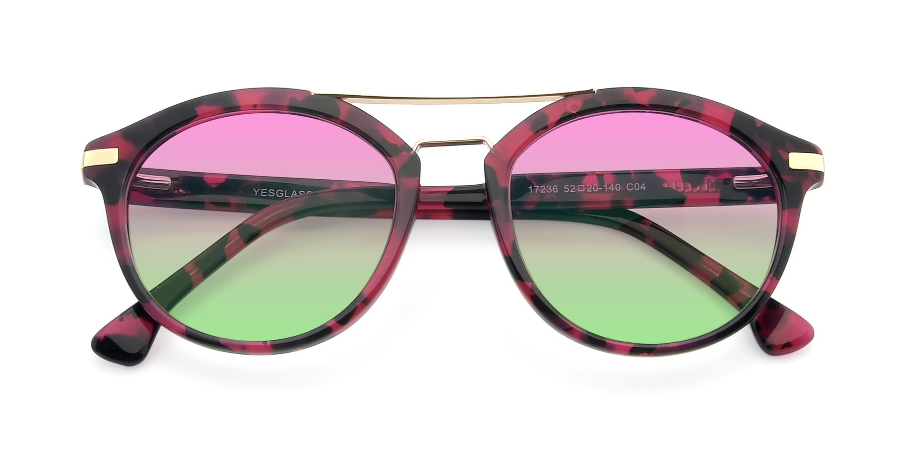 Folded Front of 17236 in Wine Tortoise with Pink / Green Gradient Lenses