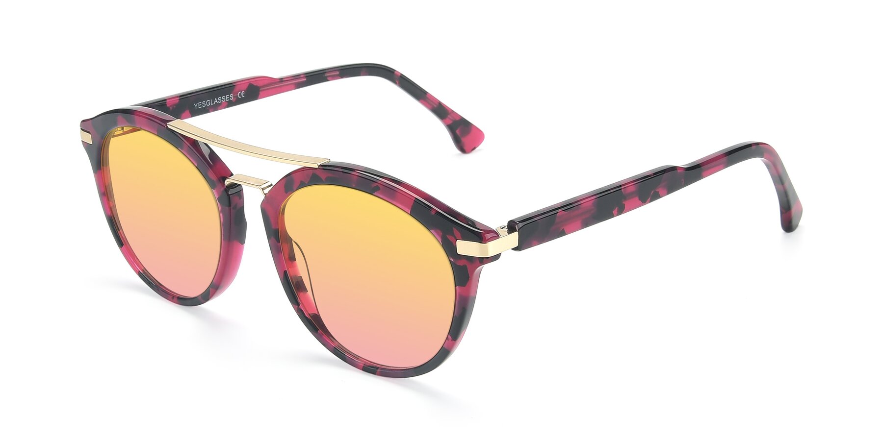 Angle of 17236 in Wine Tortoise with Yellow / Pink Gradient Lenses