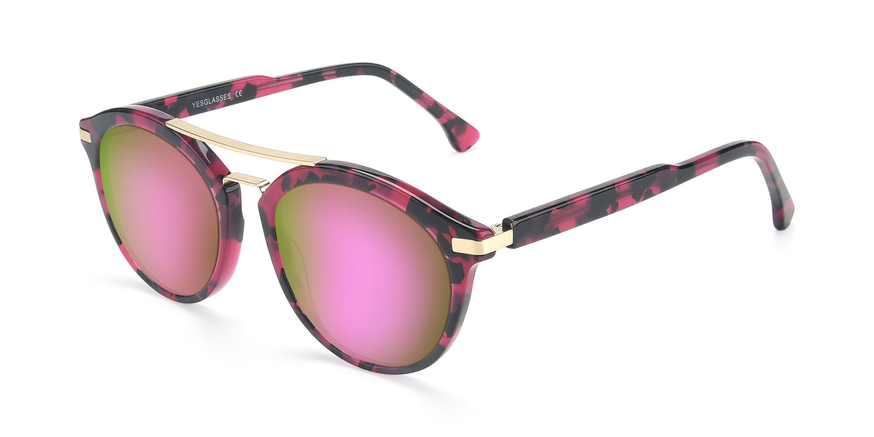 Angle of 17236 in Wine Tortoise with Pink Mirrored Lenses