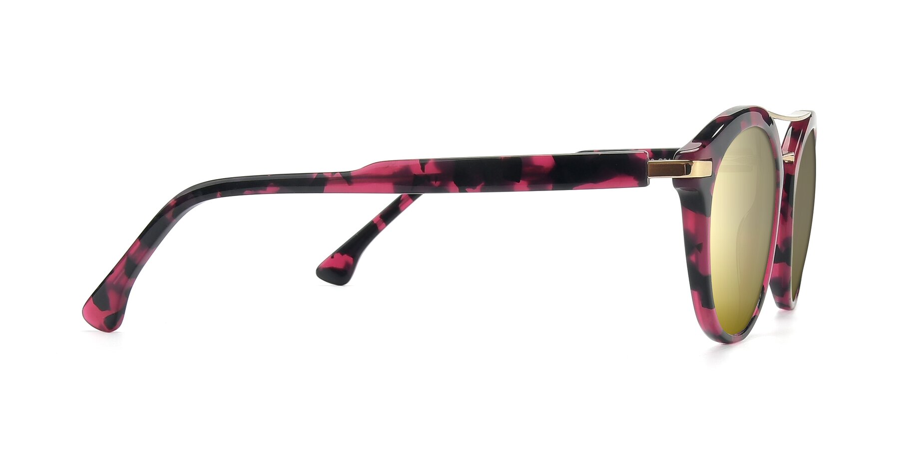 Side of 17236 in Wine Tortoise with Gold Mirrored Lenses