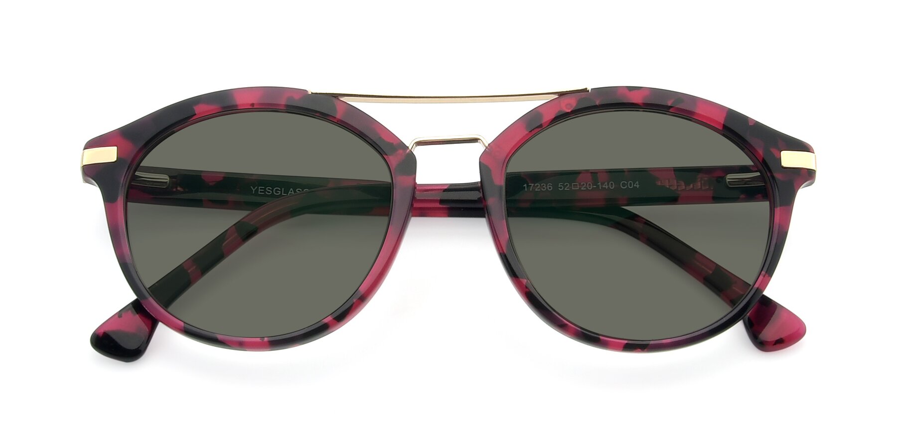 Folded Front of 17236 in Wine Tortoise with Gray Polarized Lenses