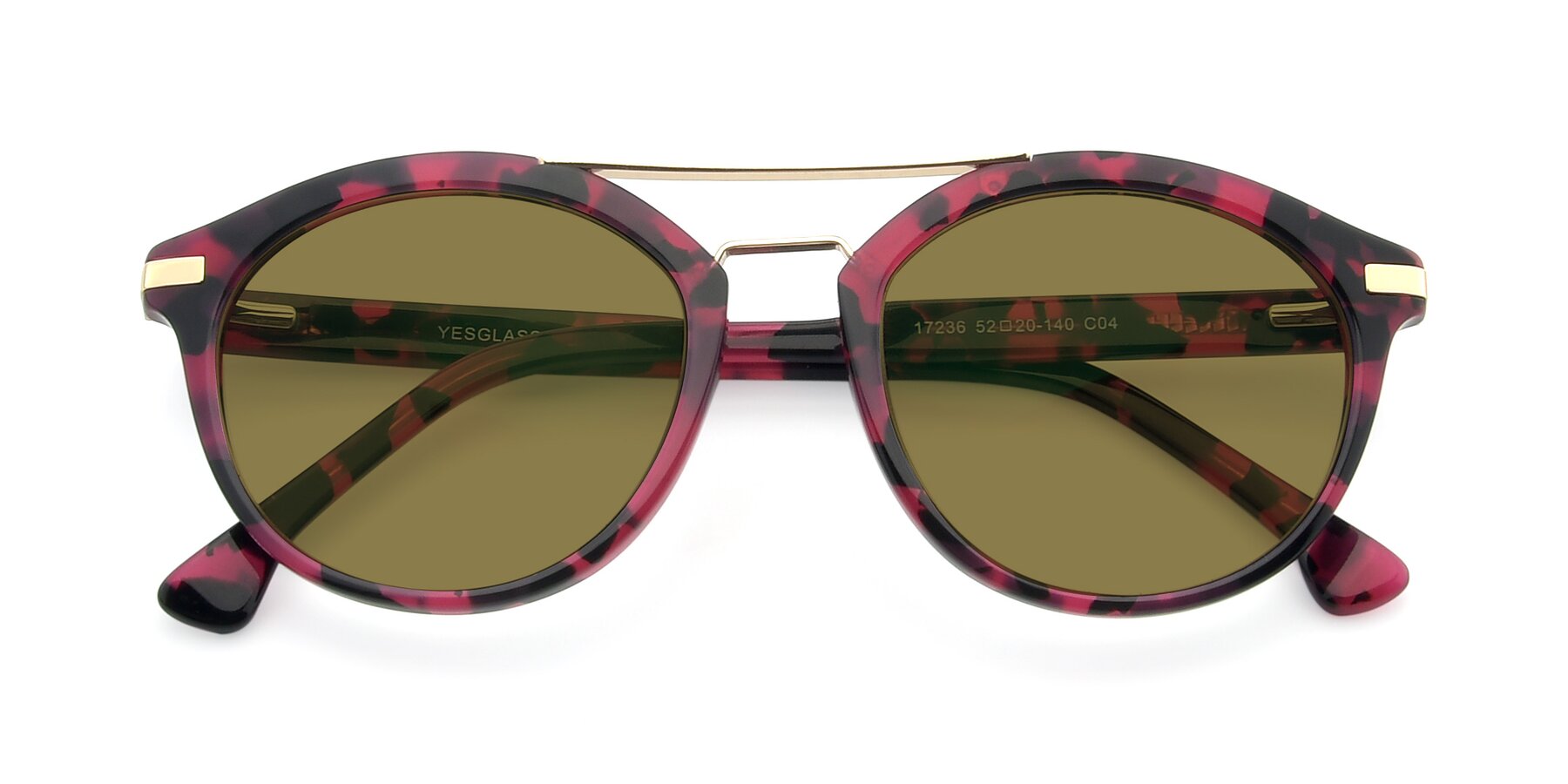 Folded Front of 17236 in Wine Tortoise with Brown Polarized Lenses