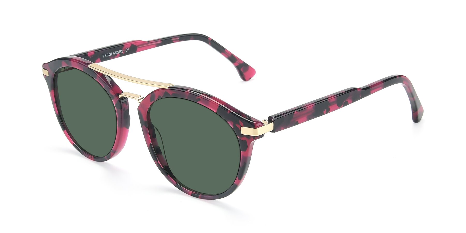 Angle of 17236 in Wine Tortoise with Green Polarized Lenses