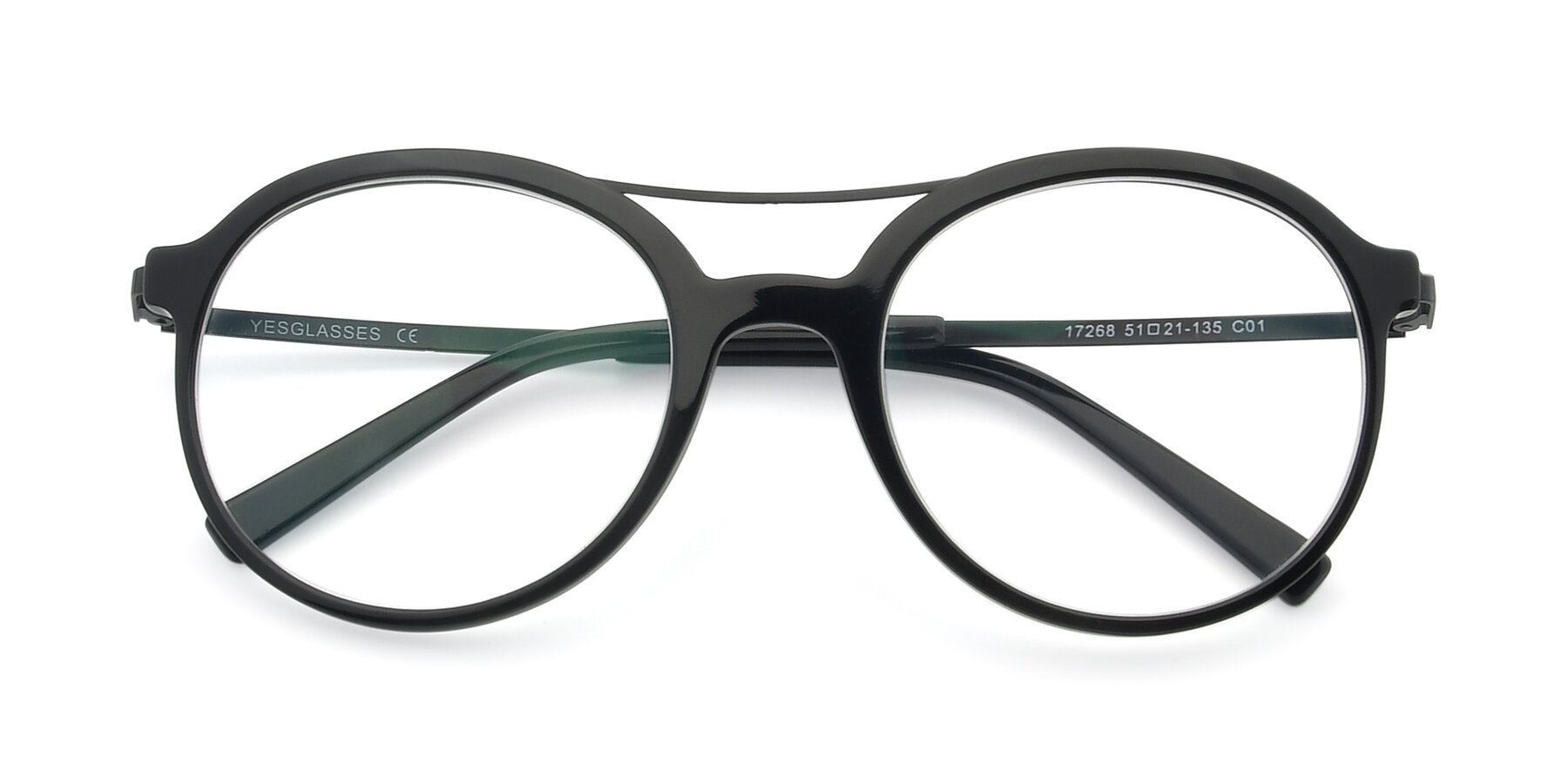 Folded Front of 17268 in Black with Clear Reading Eyeglass Lenses