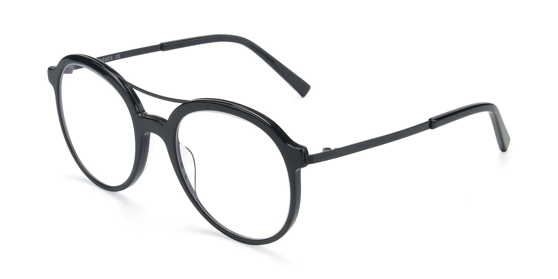 Angle of 17268 in Black with Clear Reading Eyeglass Lenses