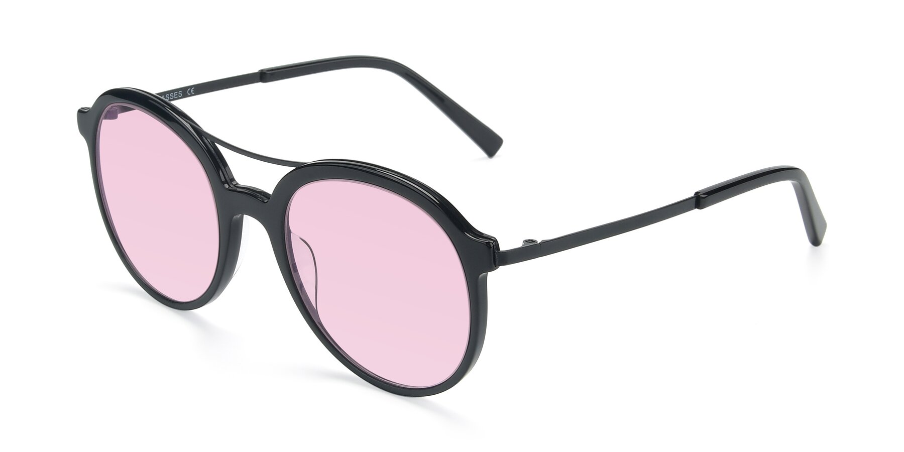 Angle of 17268 in Black with Light Pink Tinted Lenses