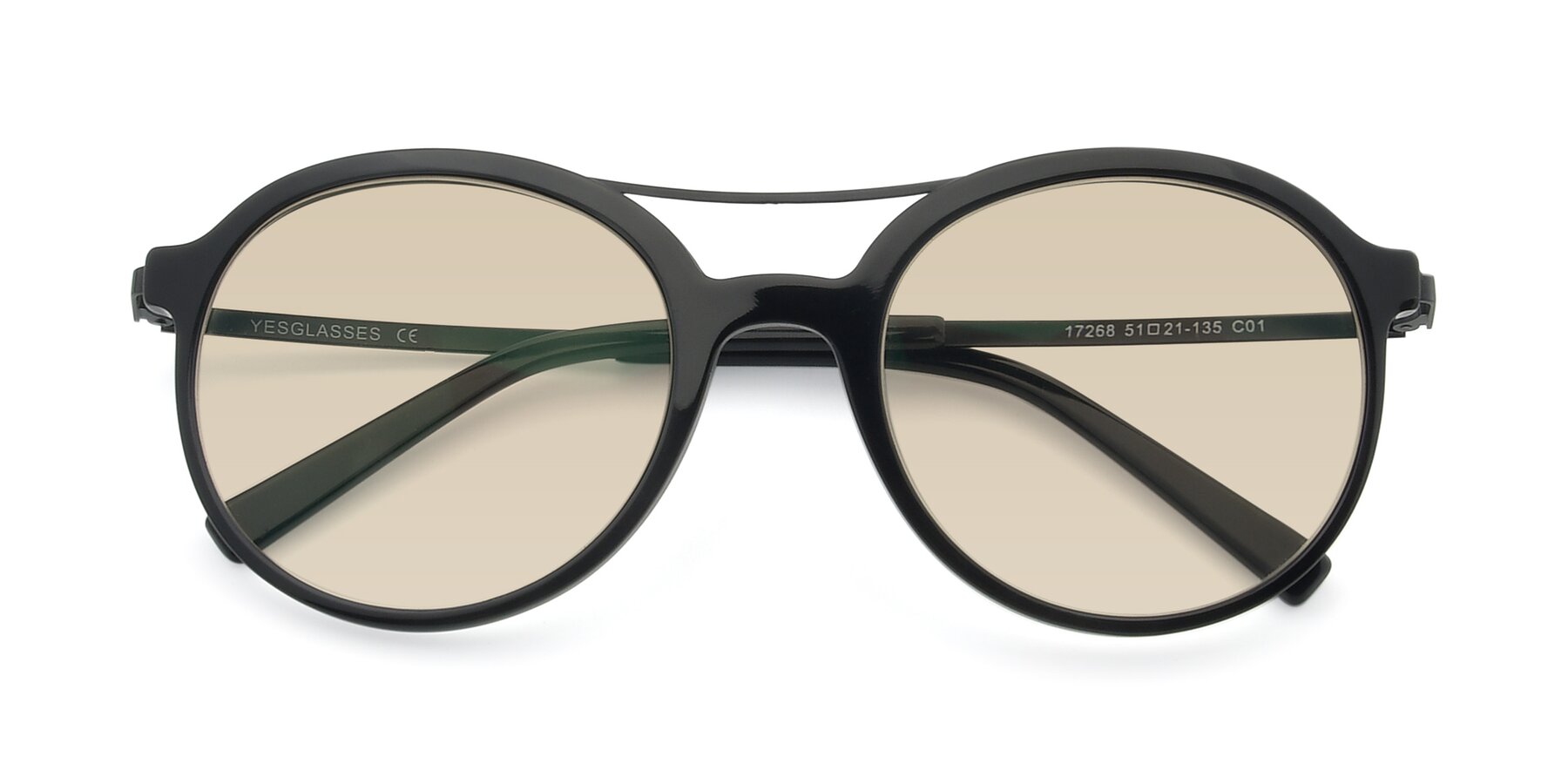 Folded Front of 17268 in Black with Light Brown Tinted Lenses