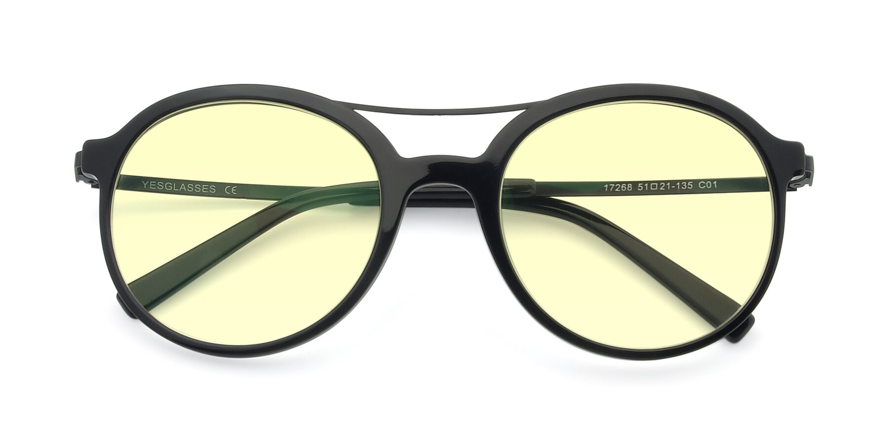 Folded Front of 17268 in Black with Light Yellow Tinted Lenses