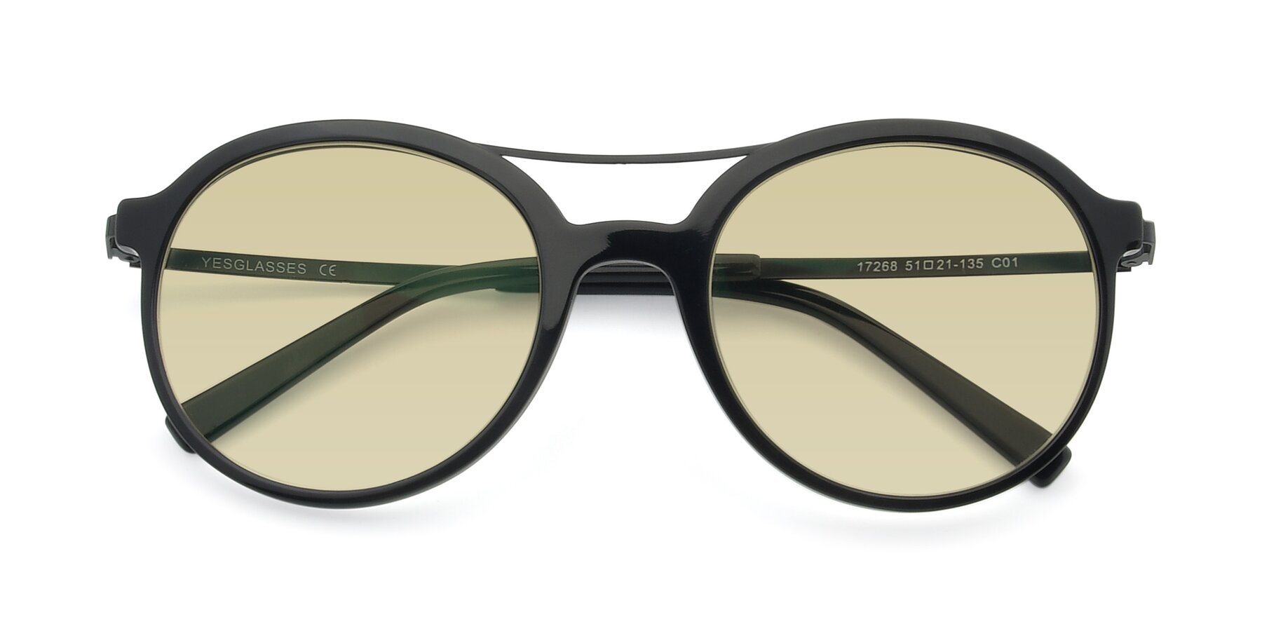 Folded Front of 17268 in Black with Light Champagne Tinted Lenses