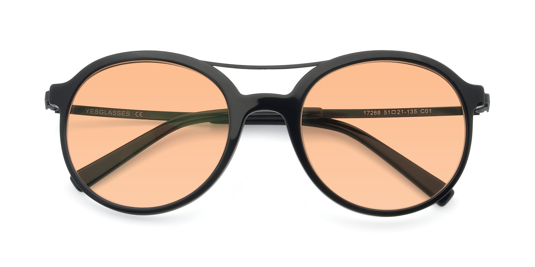 Folded Front of 17268 in Black with Light Orange Tinted Lenses