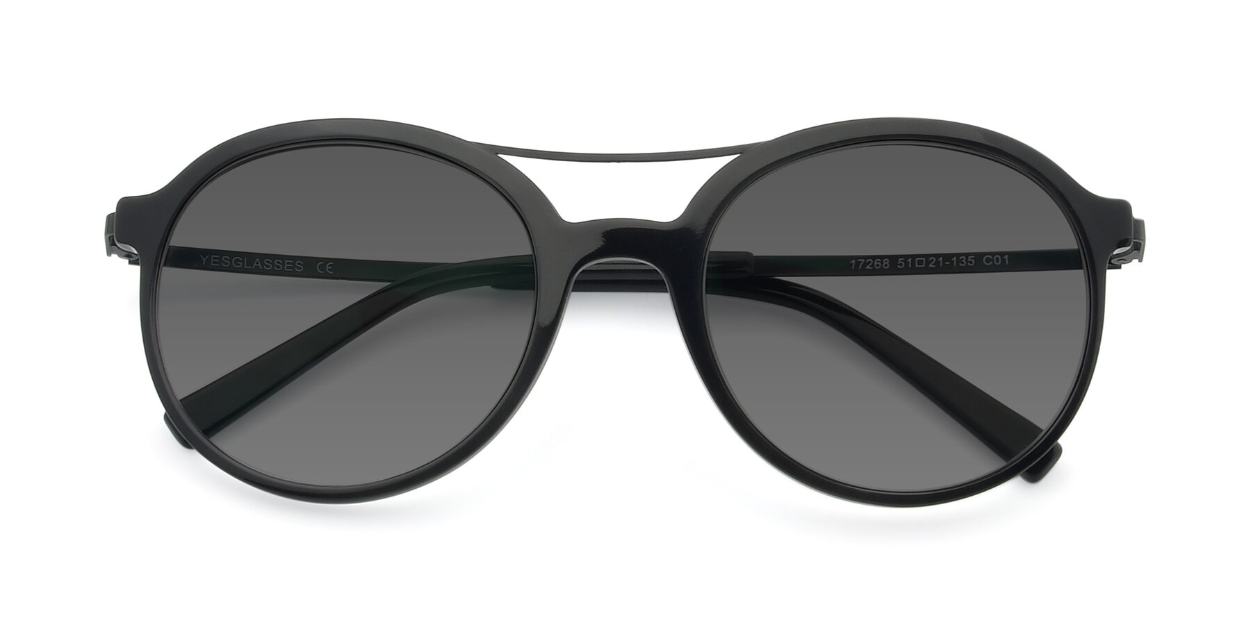 Folded Front of 17268 in Black with Medium Gray Tinted Lenses