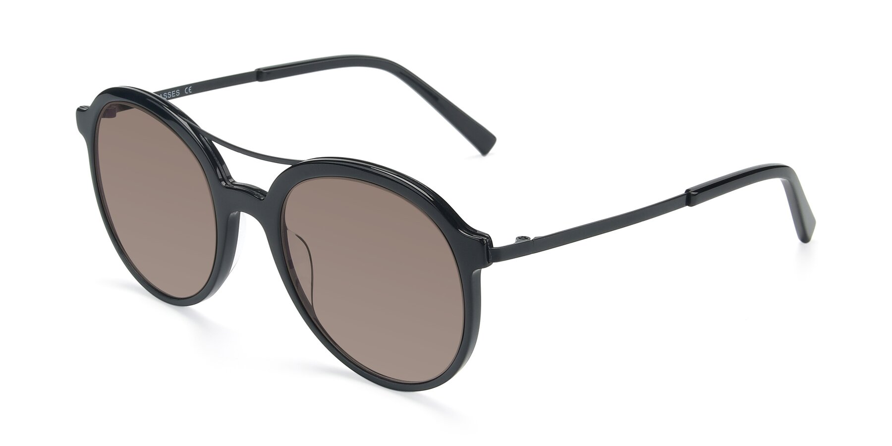 Angle of 17268 in Black with Medium Brown Tinted Lenses