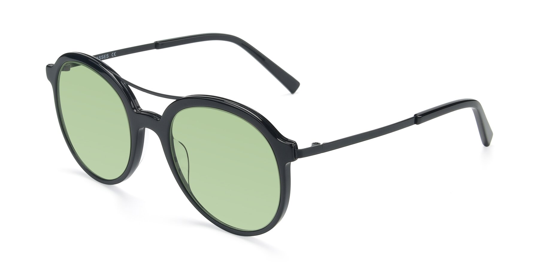 Angle of 17268 in Black with Medium Green Tinted Lenses