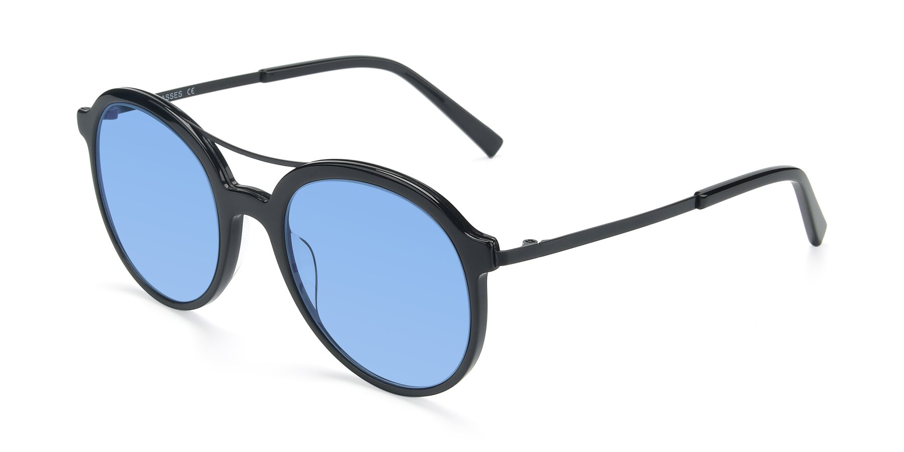 Angle of 17268 in Black with Medium Blue Tinted Lenses