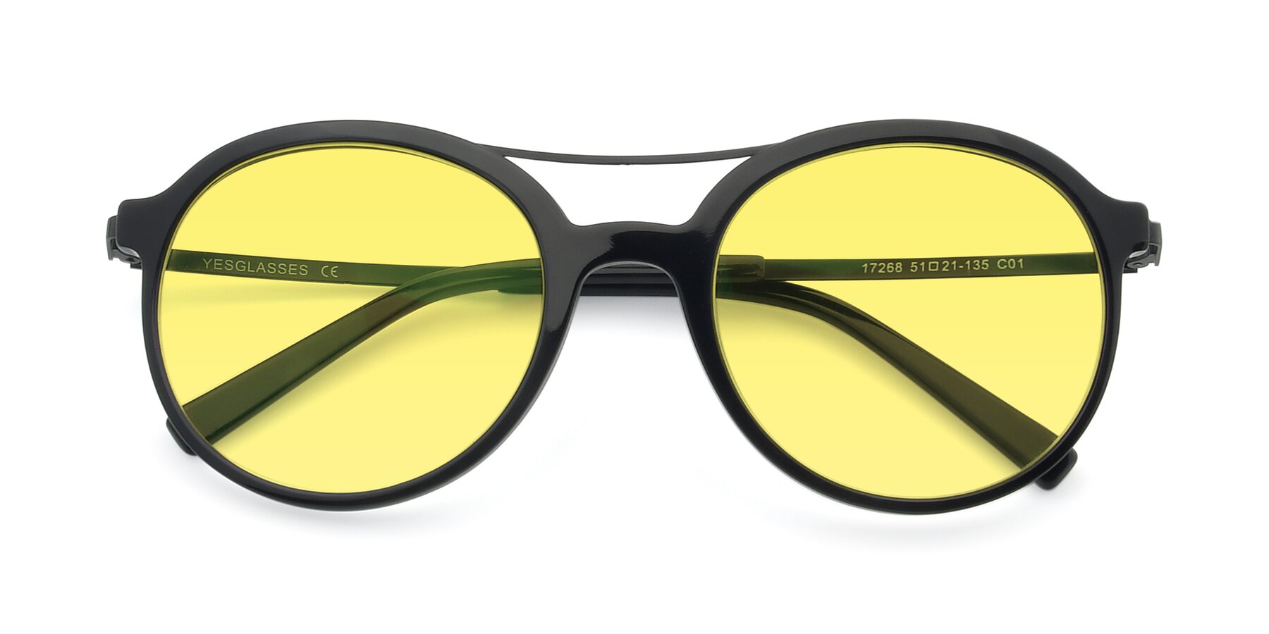 Folded Front of 17268 in Black with Medium Yellow Tinted Lenses