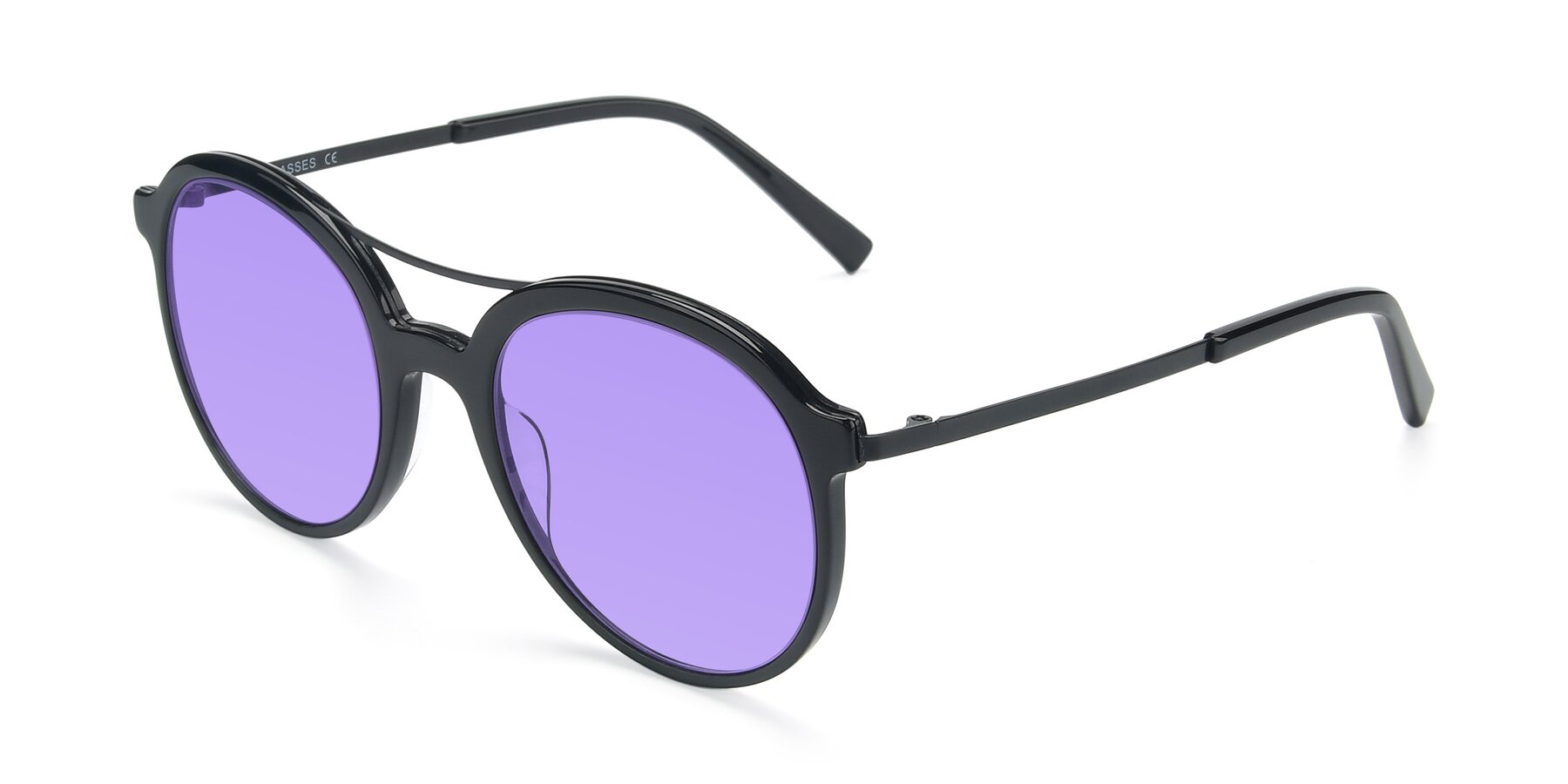 Angle of 17268 in Black with Medium Purple Tinted Lenses