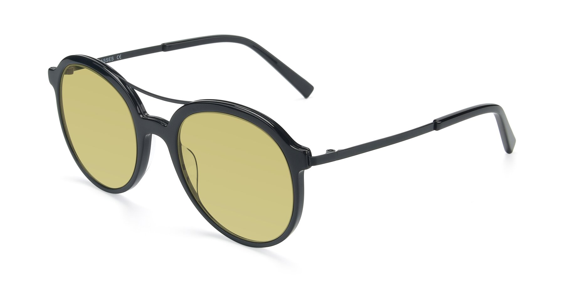 Angle of 17268 in Black with Medium Champagne Tinted Lenses