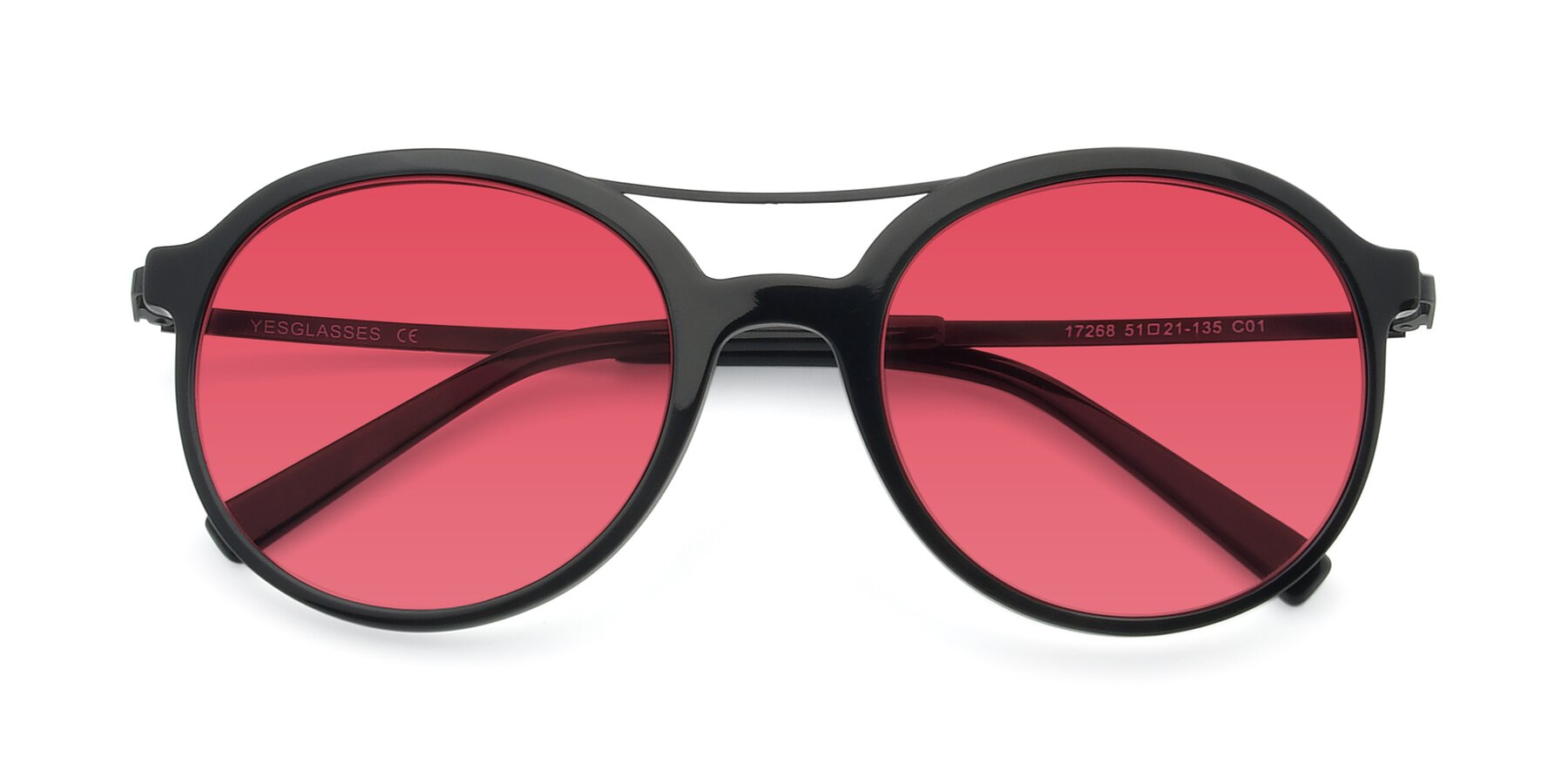 Folded Front of 17268 in Black with Red Tinted Lenses