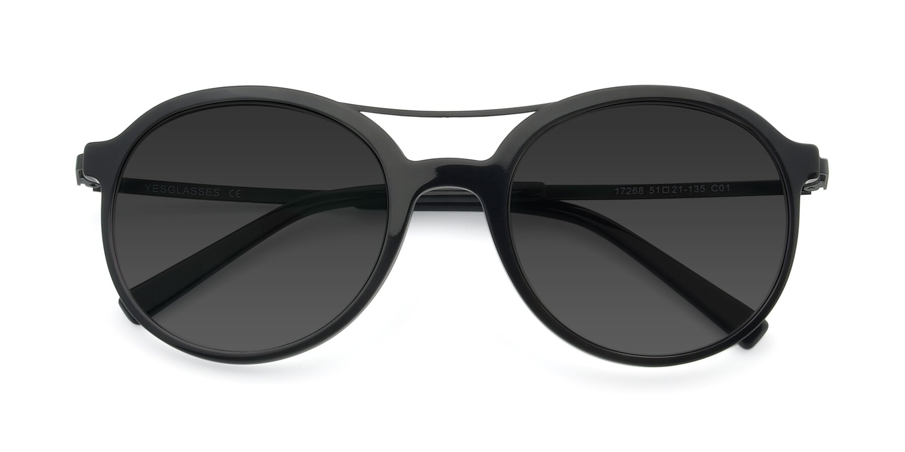 Folded Front of 17268 in Black with Gray Tinted Lenses
