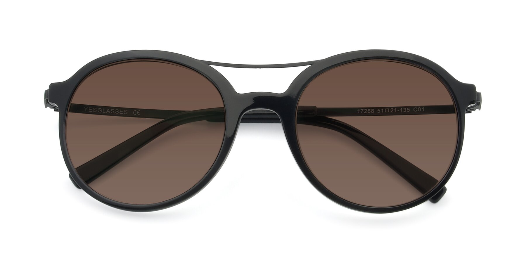 Folded Front of 17268 in Black with Brown Tinted Lenses