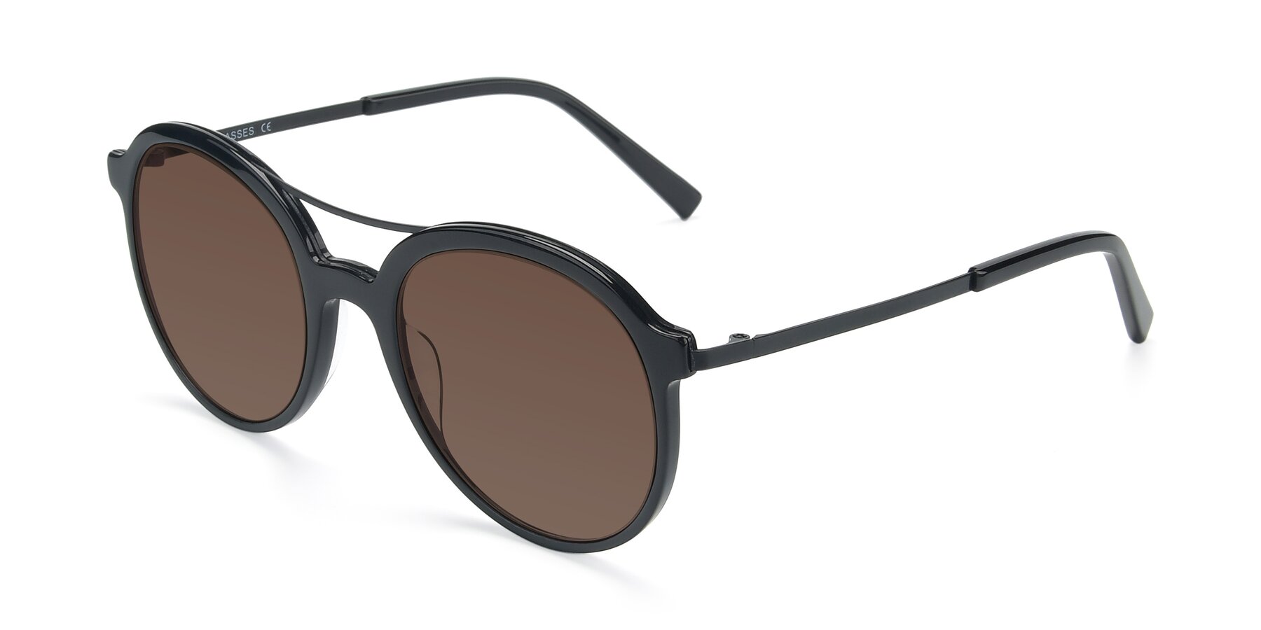 Angle of 17268 in Black with Brown Tinted Lenses