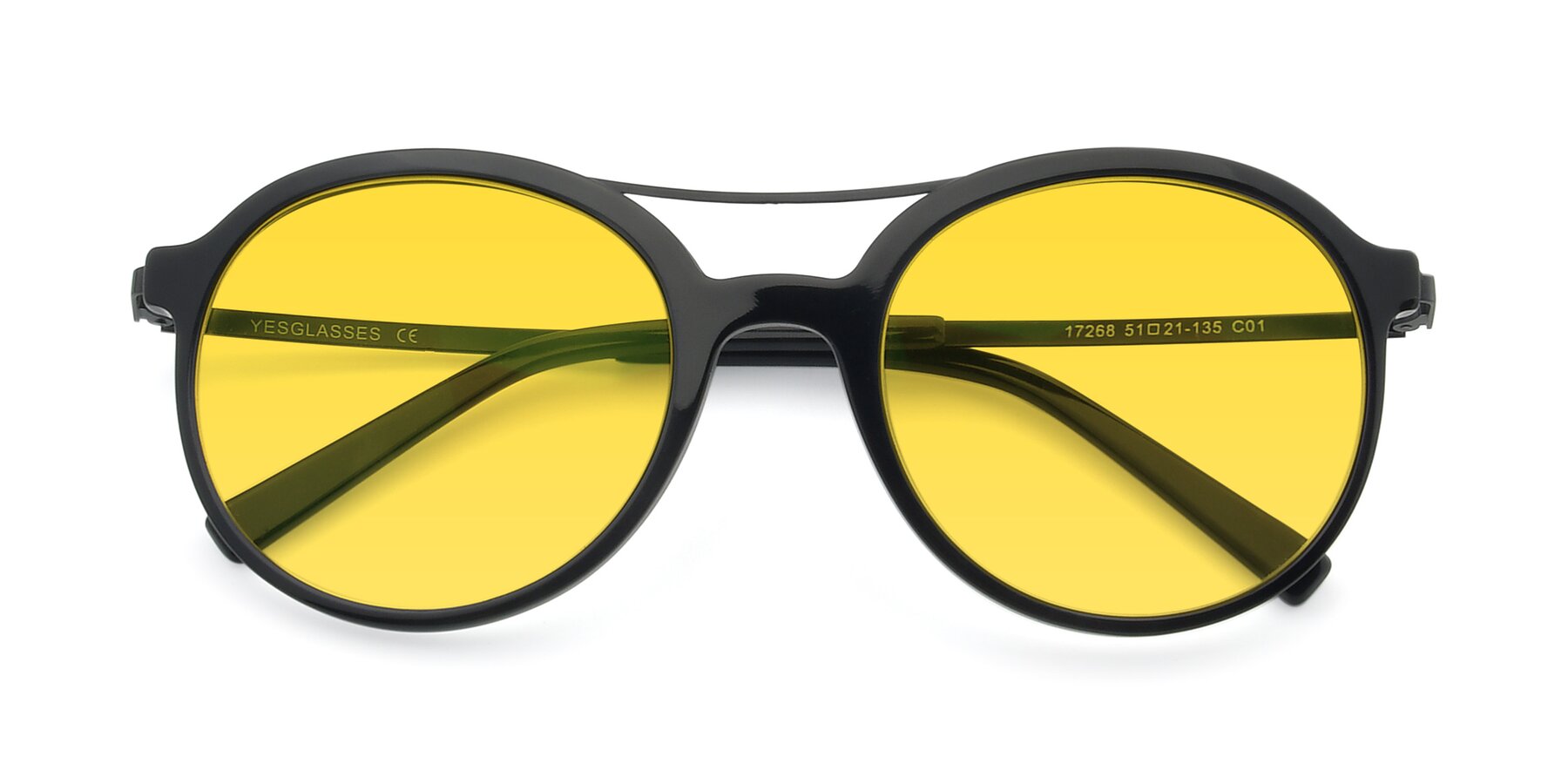 Folded Front of 17268 in Black with Yellow Tinted Lenses