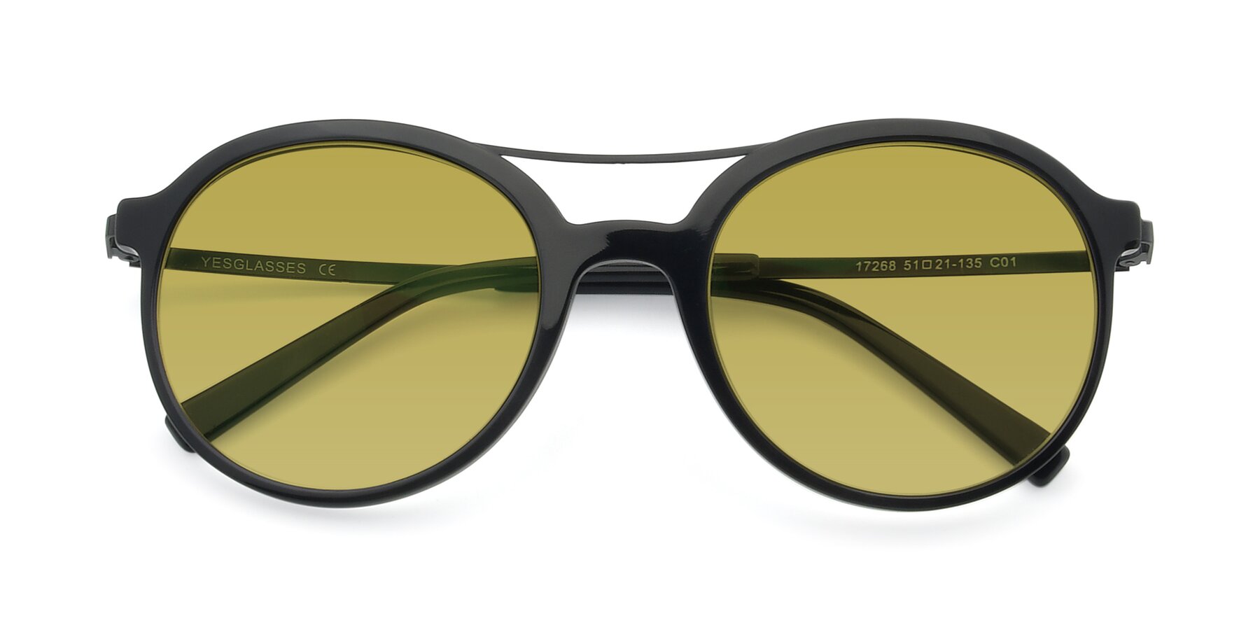 Folded Front of 17268 in Black with Champagne Tinted Lenses