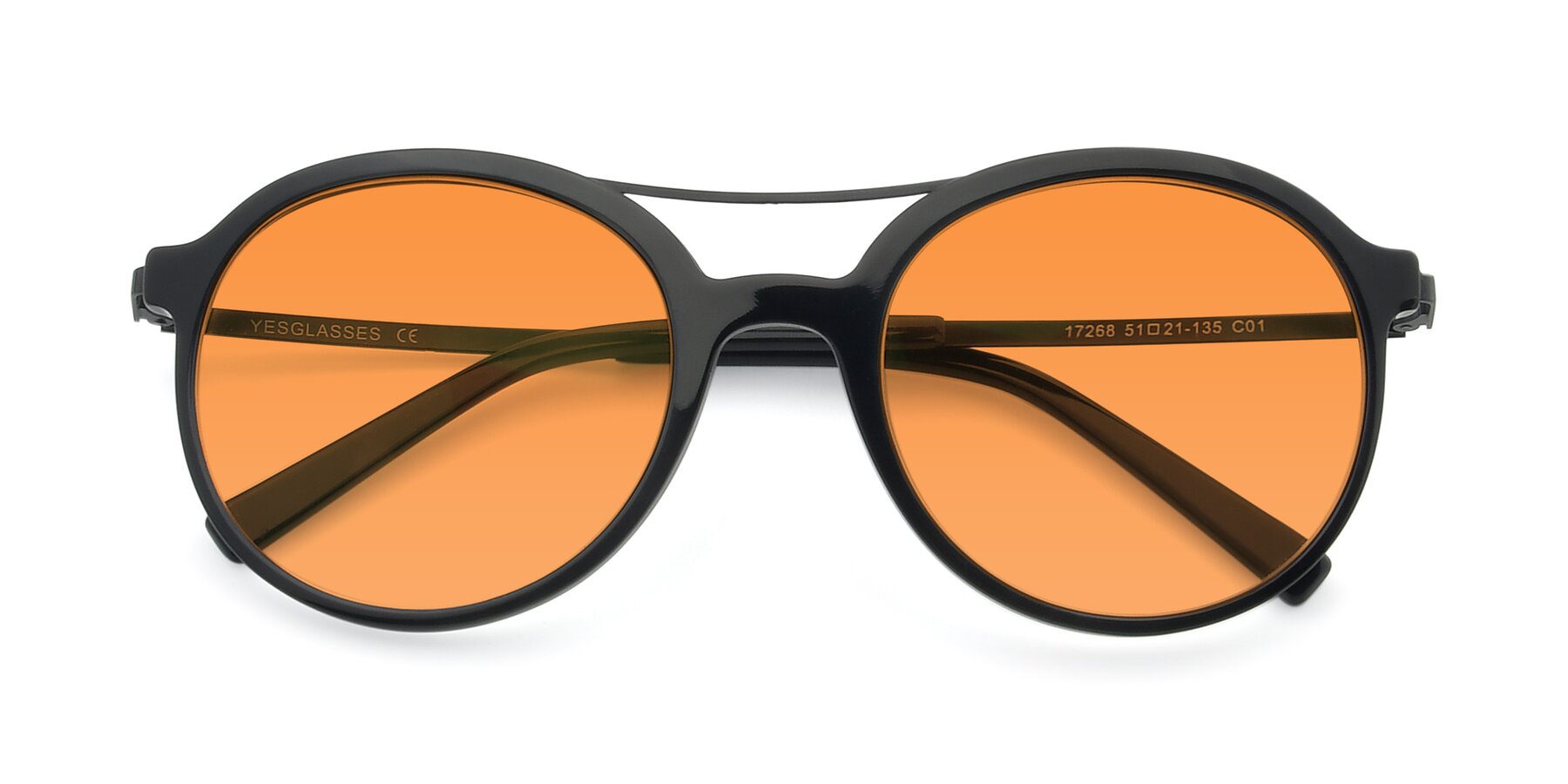 Folded Front of 17268 in Black with Orange Tinted Lenses