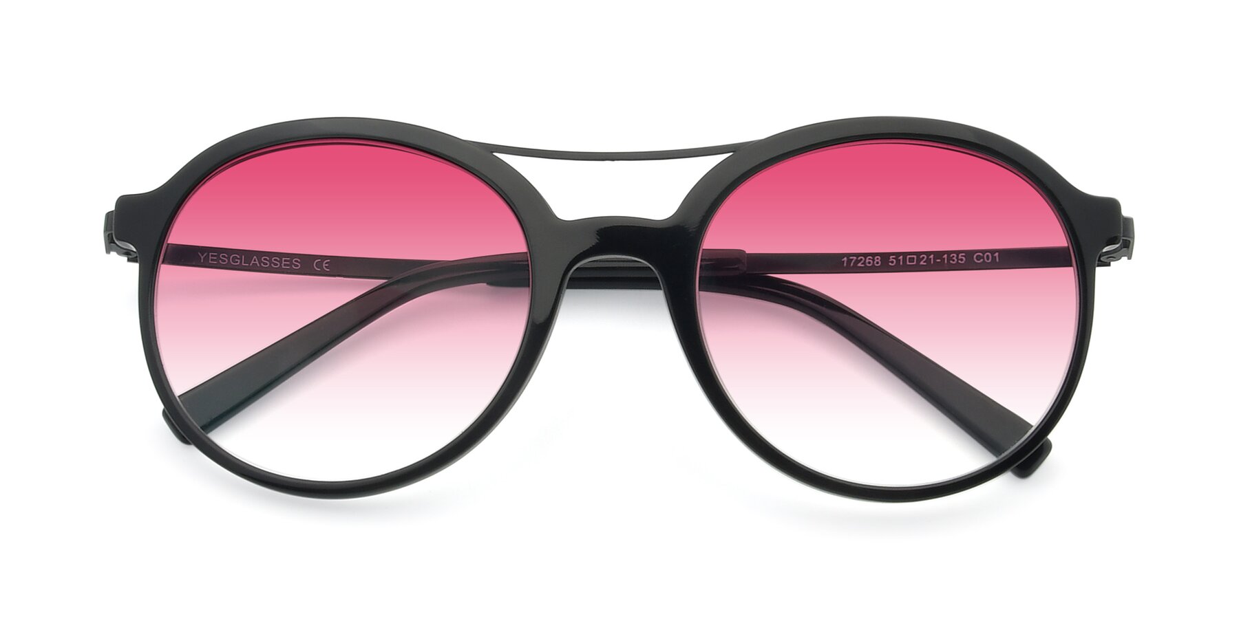 Folded Front of 17268 in Black with Pink Gradient Lenses