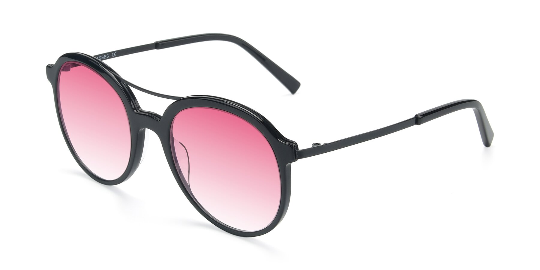 Angle of 17268 in Black with Pink Gradient Lenses