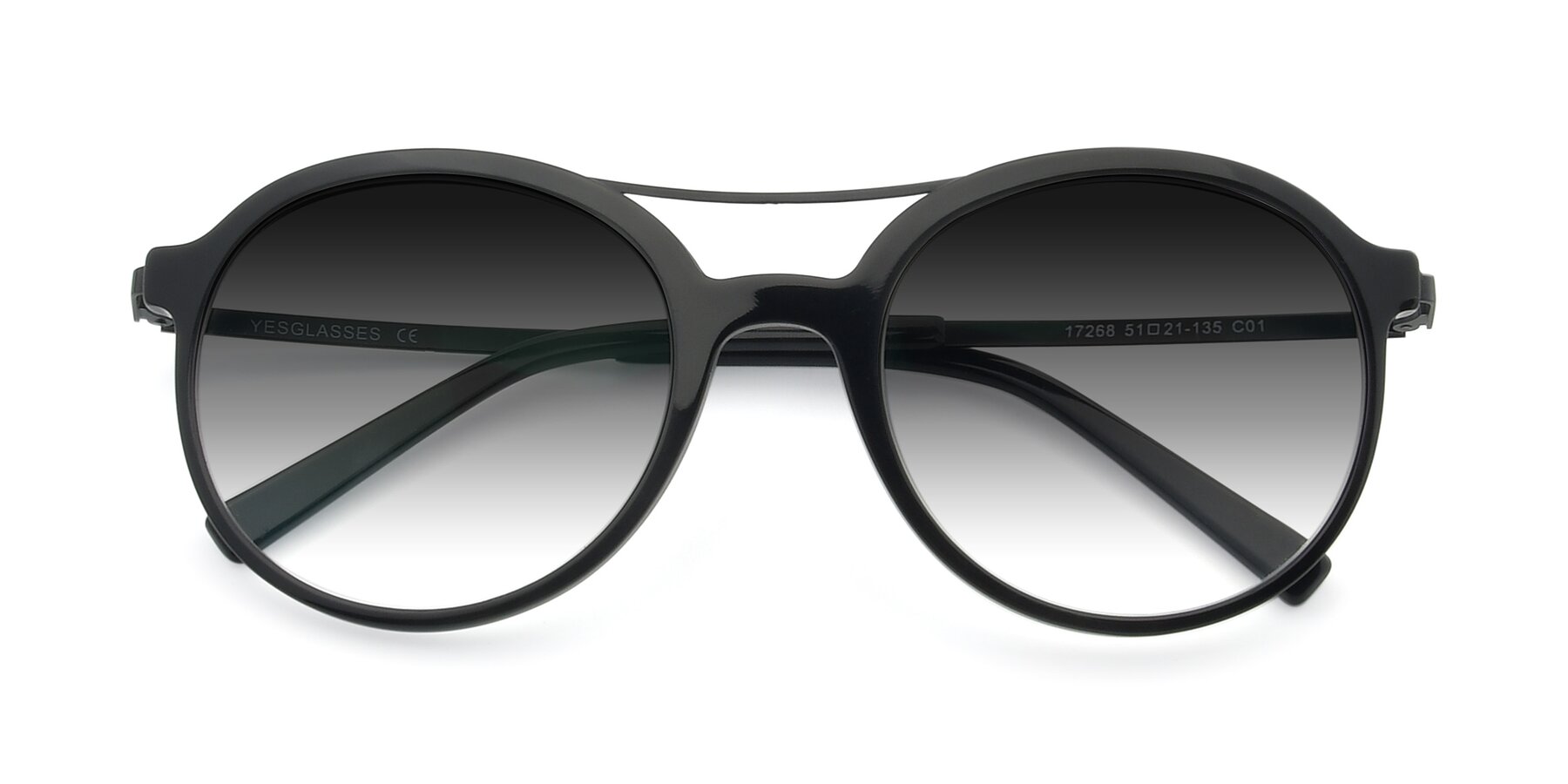 Folded Front of 17268 in Black with Gray Gradient Lenses