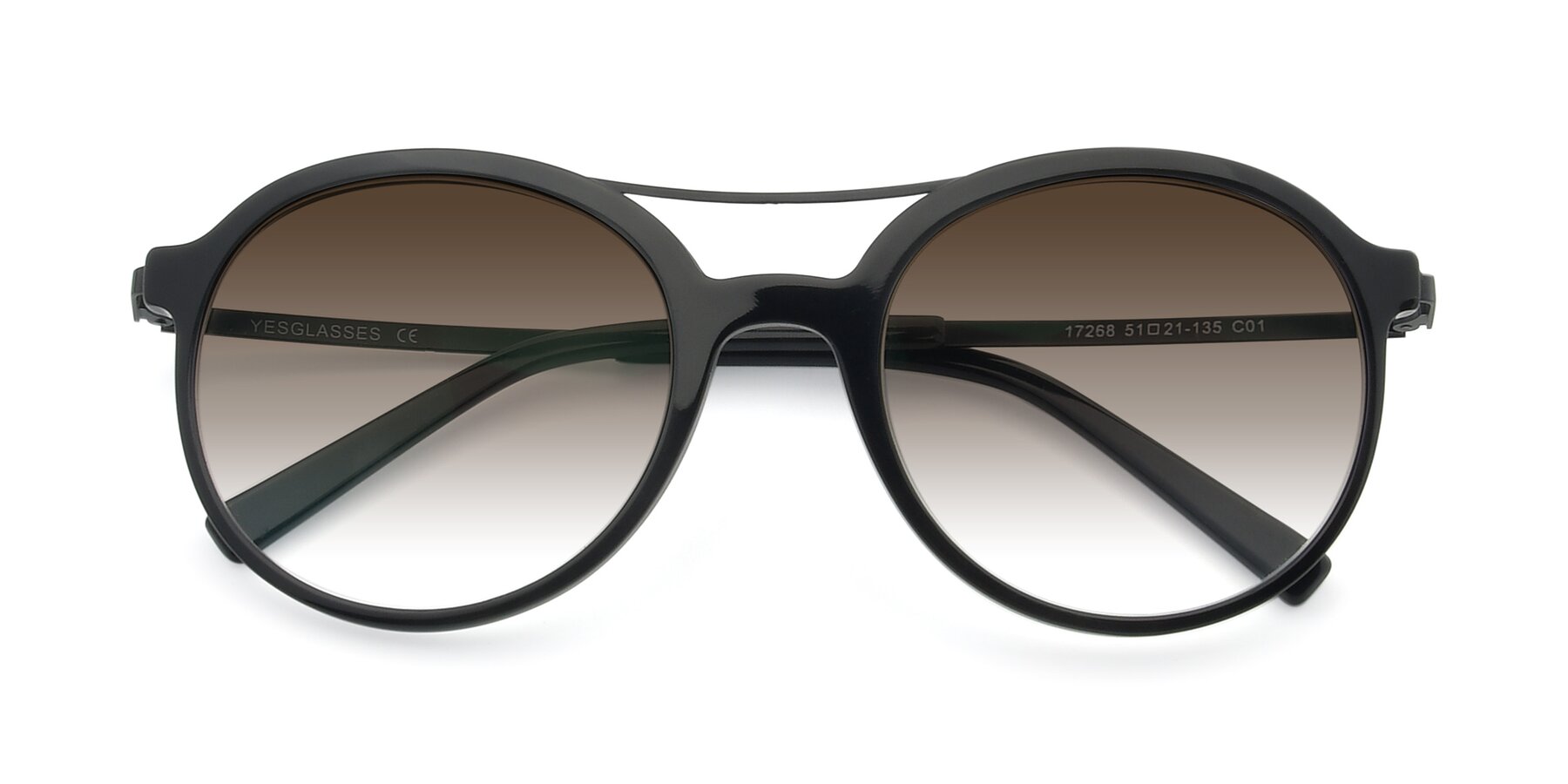 Folded Front of 17268 in Black with Brown Gradient Lenses