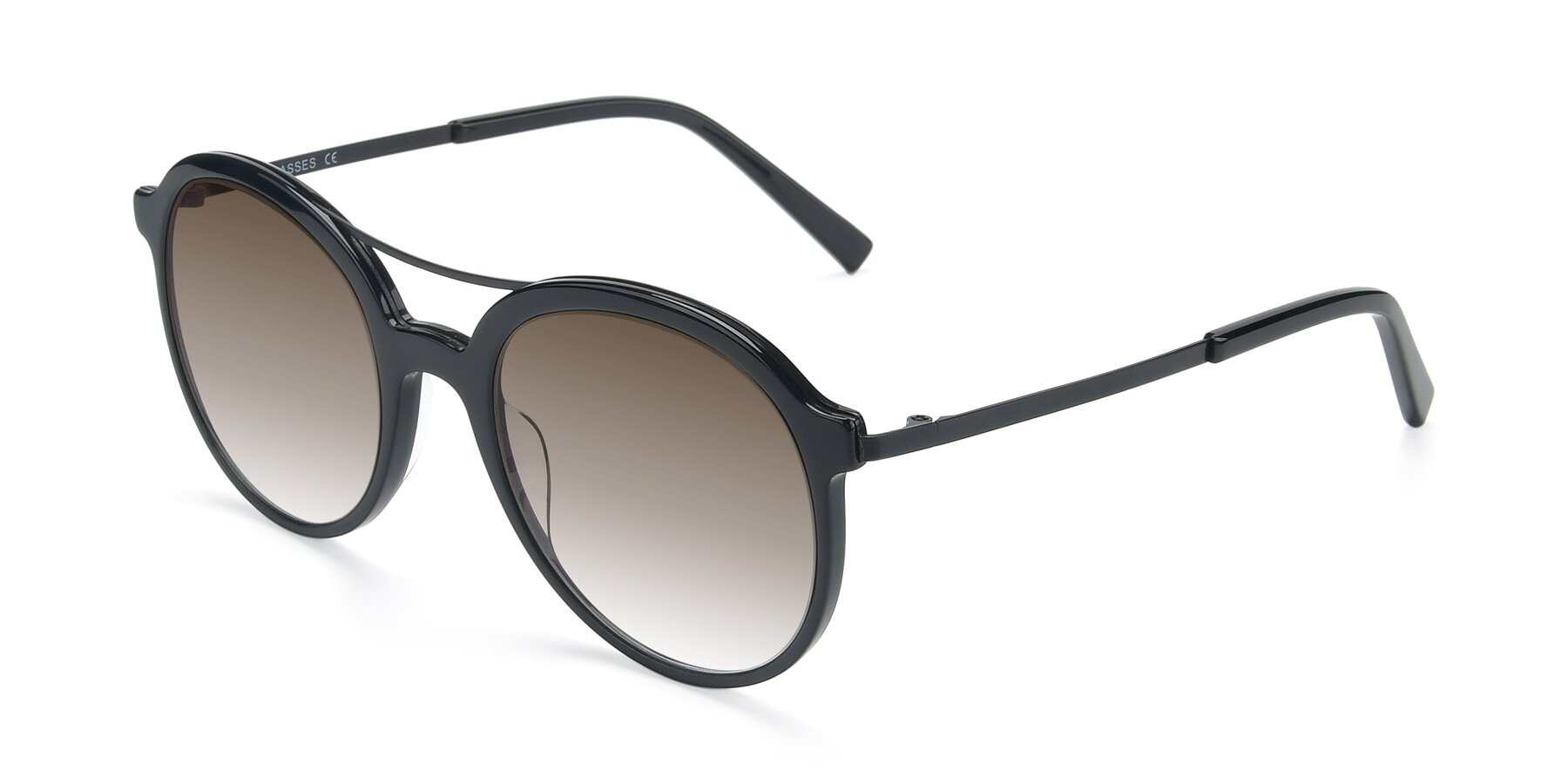 Angle of 17268 in Black with Brown Gradient Lenses