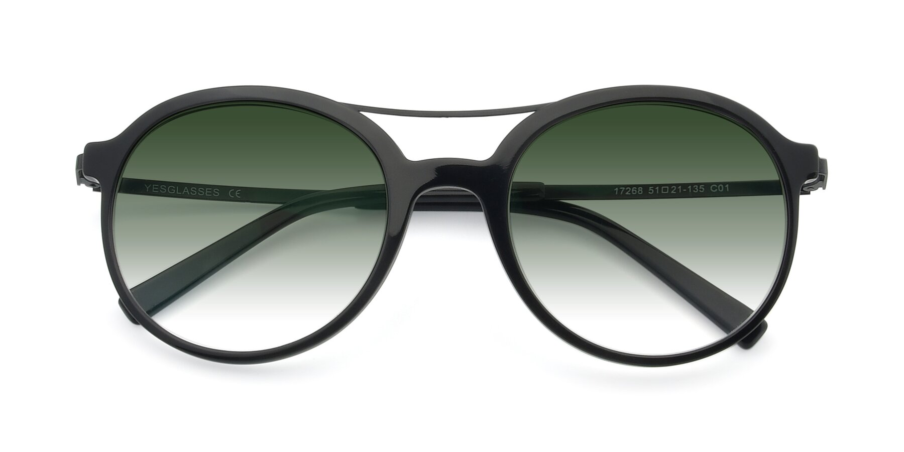 Folded Front of 17268 in Black with Green Gradient Lenses