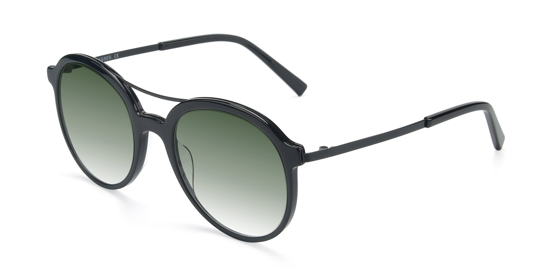 Angle of 17268 in Black with Green Gradient Lenses