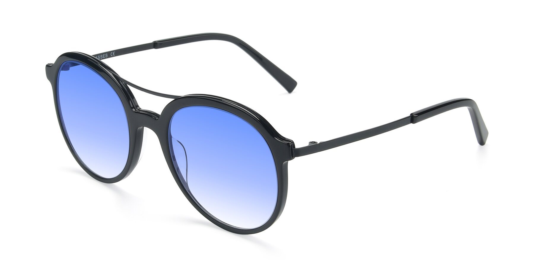 Angle of 17268 in Black with Blue Gradient Lenses