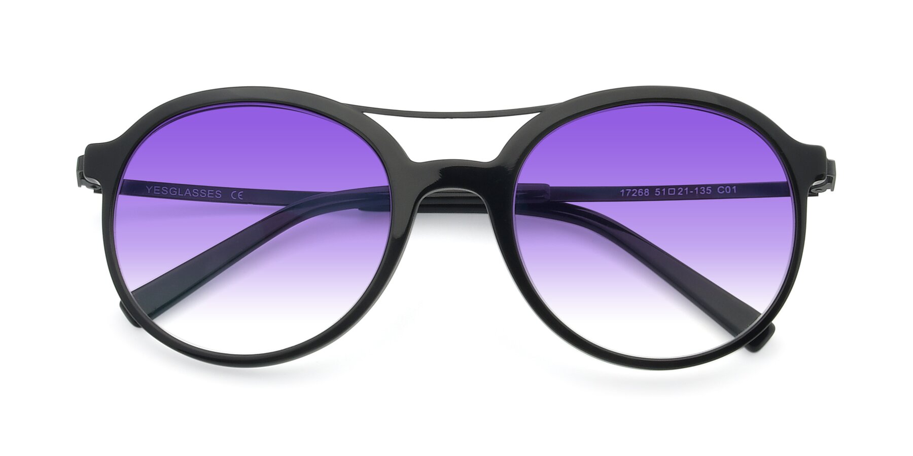Folded Front of 17268 in Black with Purple Gradient Lenses