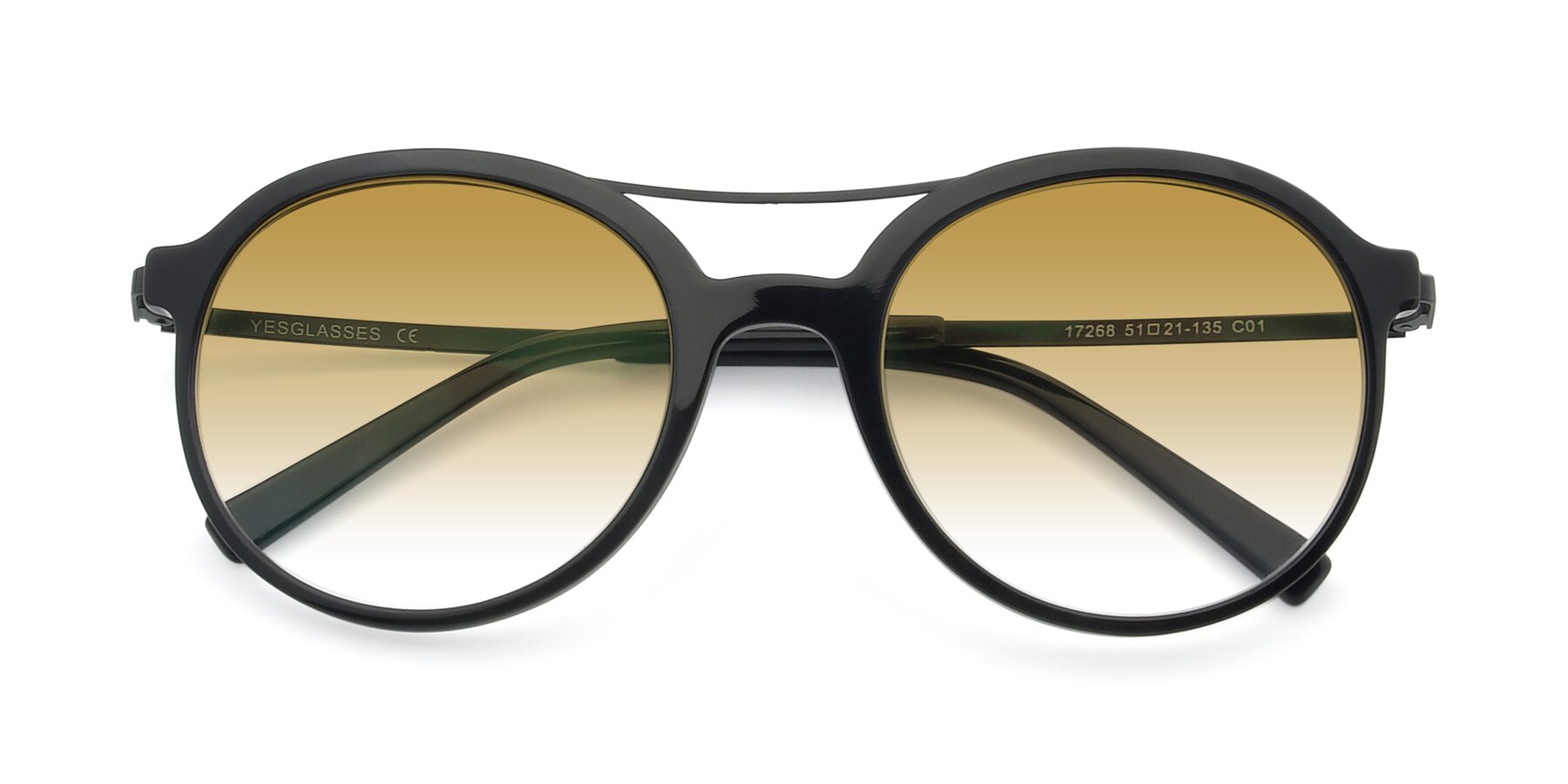 Folded Front of 17268 in Black with Champagne Gradient Lenses