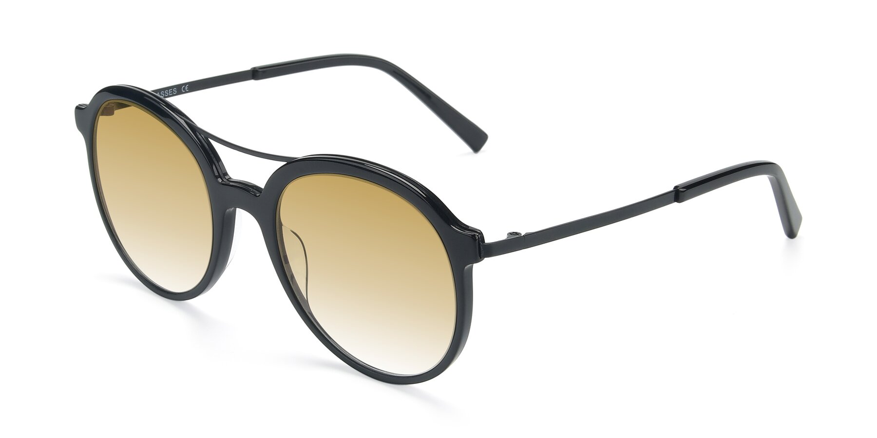 Angle of 17268 in Black with Champagne Gradient Lenses