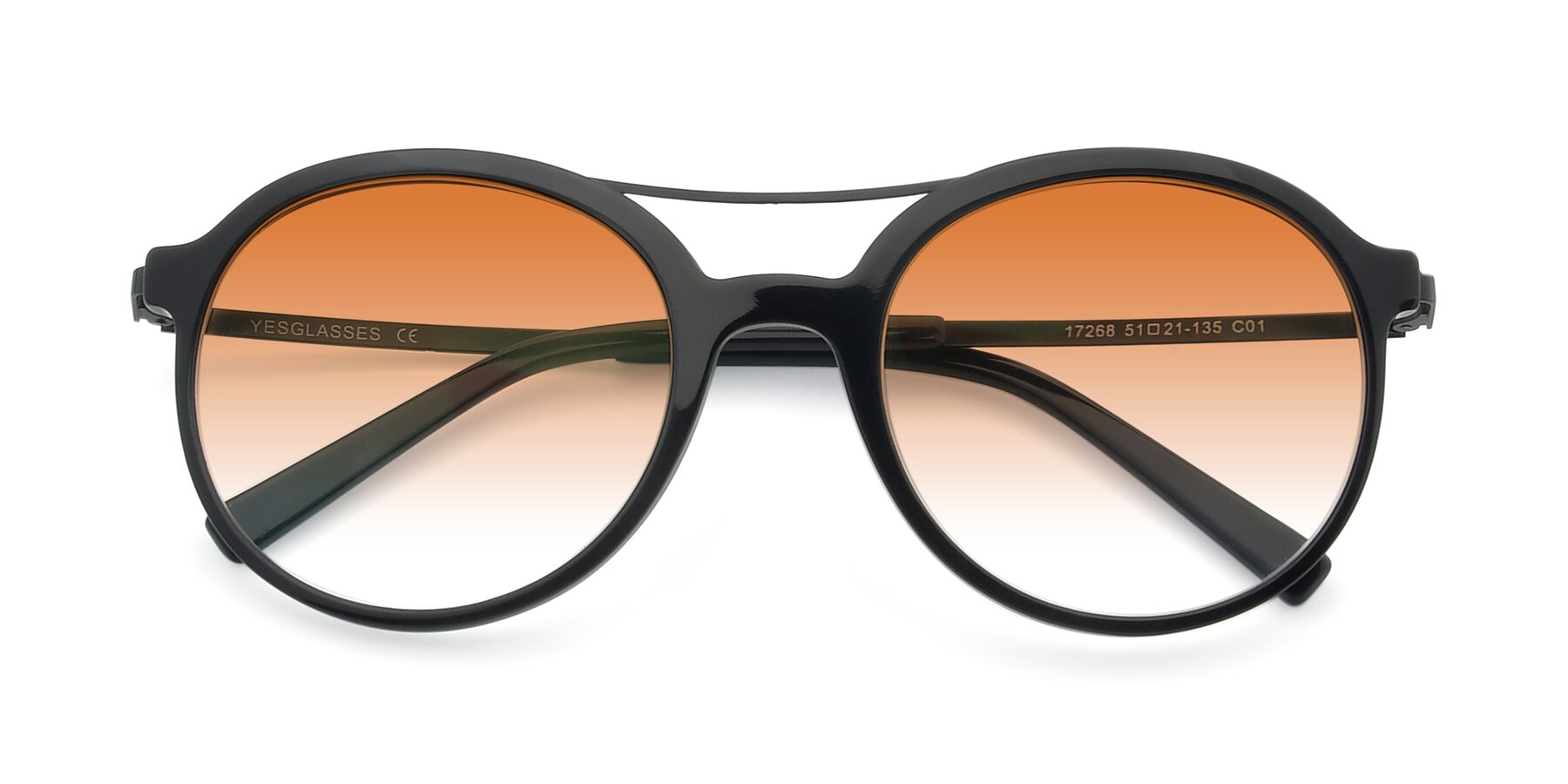 Folded Front of 17268 in Black with Orange Gradient Lenses
