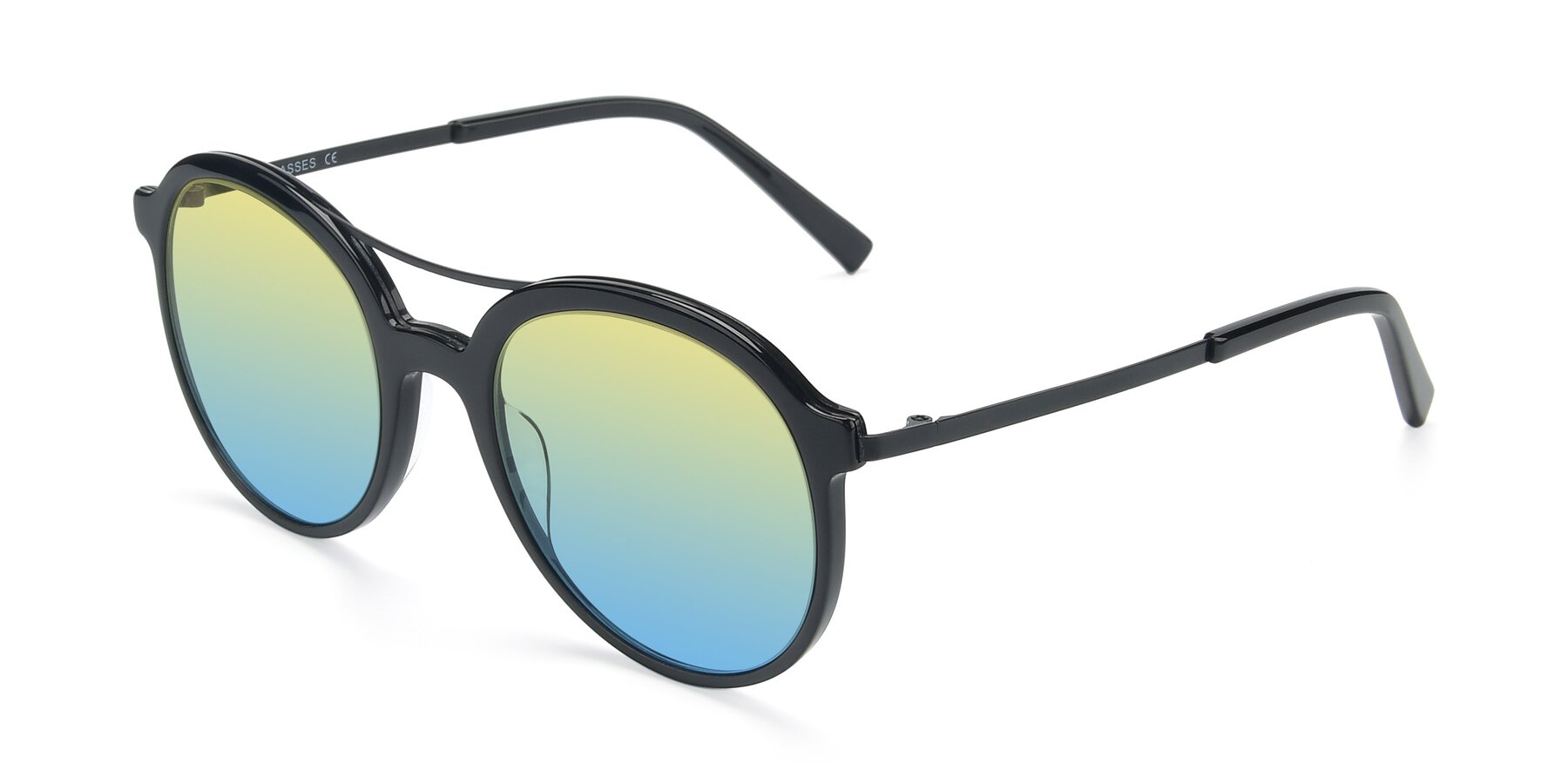 Angle of 17268 in Black with Yellow / Blue Gradient Lenses